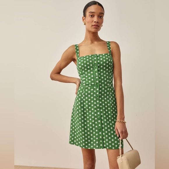 Reformation Antonella Green Floral Mini Dress - Picture 4 of 7